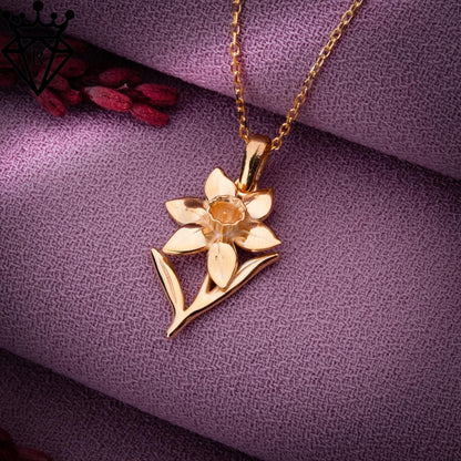Daffodil Flower Necklace, Silver Birthflower Jewelry, Personalized Gift for Her, Birthday, Anniversary, Bridesmaid, Unique Custom Necklace