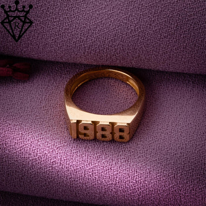 Personalized Anniversary Date Ring, Custom Gold or Silver Jewelry, Wedding Date Band, Unique Antique Style Gift for Her, Birthday Keepsake