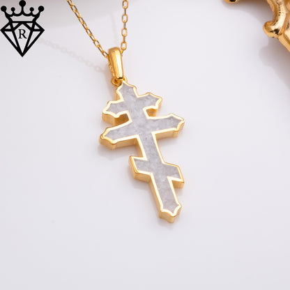 Moonstone Cross Necklace–Large Natural Rainbow Moonstone Stone Cross Pendant–Handmade Moonstone Jewelry Gift–Sterling Silver Cross Necklace