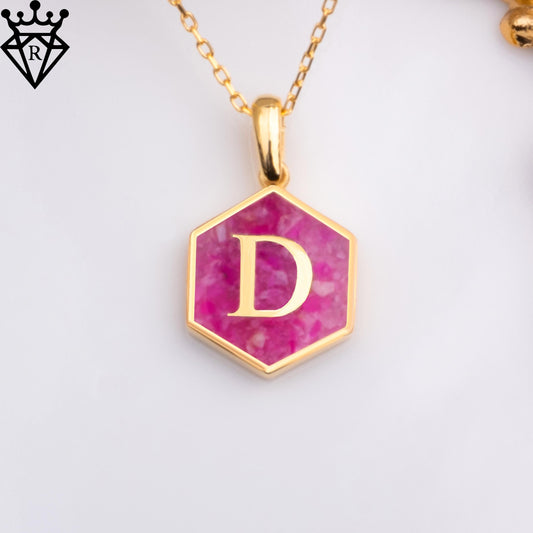 Pink Agate Initial Necklace–14K Gold Plated 925 Sterling Silver Personalized Gemstone Jewelry,Dainty Gift for Her, Birthday,Bridesmaid,gift