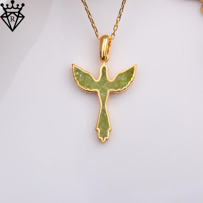 Rising Phoenix Peridot Necklace – 925 Sterling Silver Handmade Mythical Charm Jewelry – Phoenix Pendant Gift for Her,gold peridot pendant