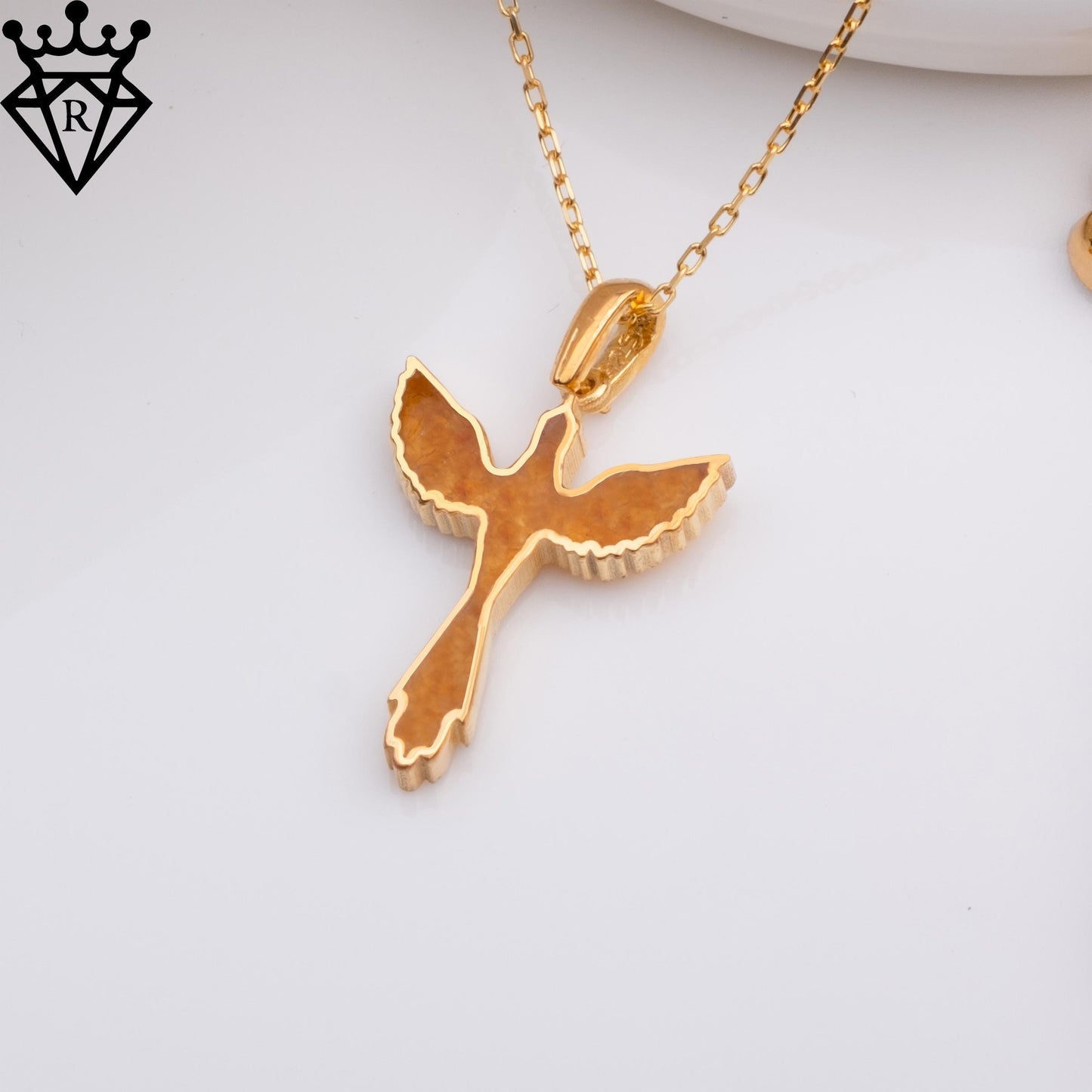 Phoenix Amber Necklace–50 Million Year Old Amber Bird Pendant–Rebirth Symbol Jewelry–Handmade 14K Gold,925 Sterling Silver Gift for Her/Him