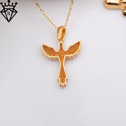 Phoenix Amber Necklace–50 Million Year Old Amber Bird Pendant–Rebirth Symbol Jewelry–Handmade 14K Gold,925 Sterling Silver Gift for Her/Him