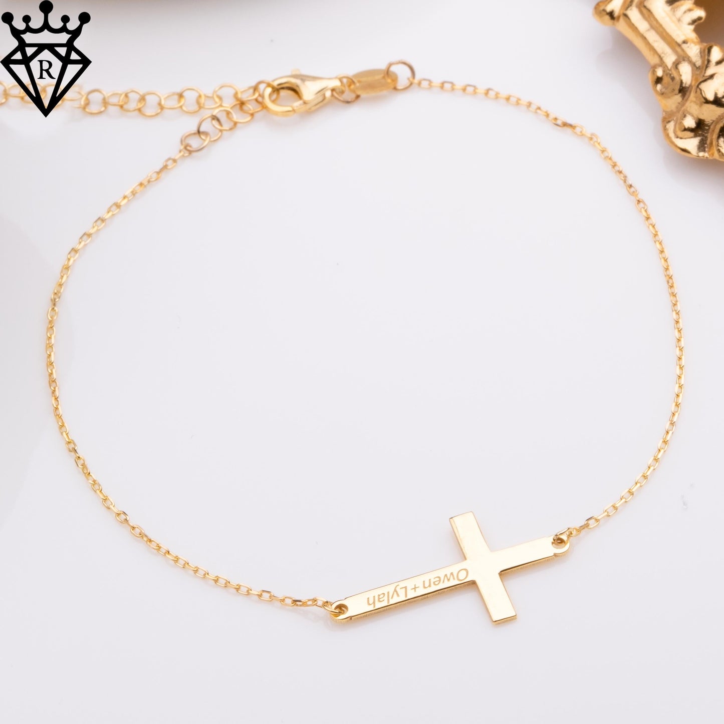 Personalized Silver Cross Bracelet – Custom Name Date Engraved Faith Jewelry, Minimalist 925 Sterling Silver Gift for Her, Adjustable Chain