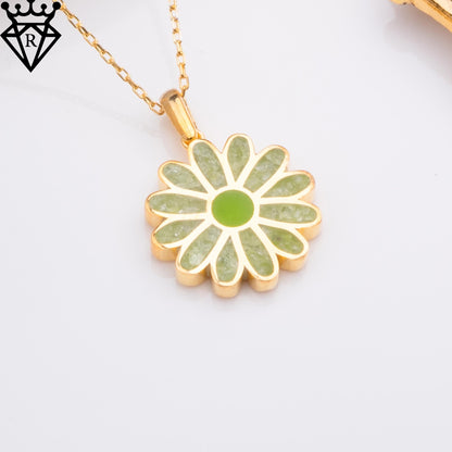 Peridot Daisy Necklace – 14K Gold Plated 925 Sterling Silver Flower Pendant – August Birthstone Jewelry – Natural Gemstone Gift for Her