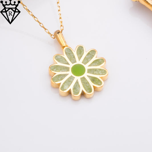 Peridot Daisy Necklace – 14K Gold Plated 925 Sterling Silver Flower Pendant – August Birthstone Jewelry – Natural Gemstone Gift for Her