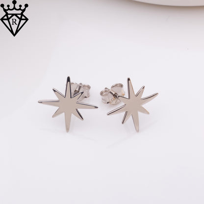 North Star Earrings,Tiny Silver & Gold Star Stud Earrings, Handmade North Star Jewelry Gift, Sterling Silver Studs, Star Earring Set for Her