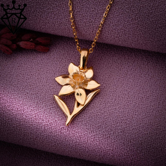 Daffodil Flower Necklace, Silver Birthflower Jewelry, Personalized Gift for Her, Birthday, Anniversary, Bridesmaid, Unique Custom Necklace
