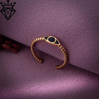 Adjustable Evil Eye Ring-Handmade 14K Gold or Silver Dainty Evil Eye Jewelry,Protection Ring,Unique Gift for Her,Anniversary Jewelry