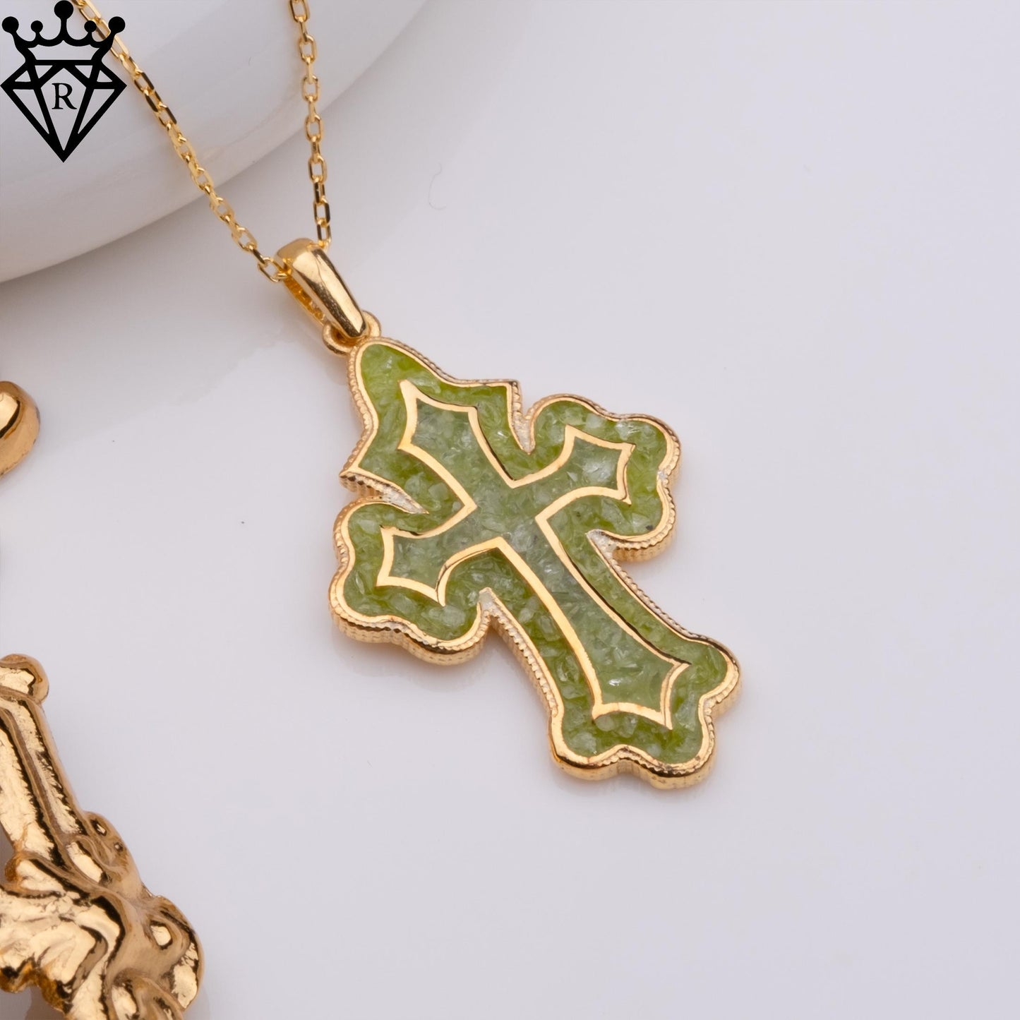 Peridot Cross Necklace,Vintage Peridot Crucifix Pendant,Sterling Silver Women Cross Jewelry,Religious Gift for Her,Handmade Silver Necklace