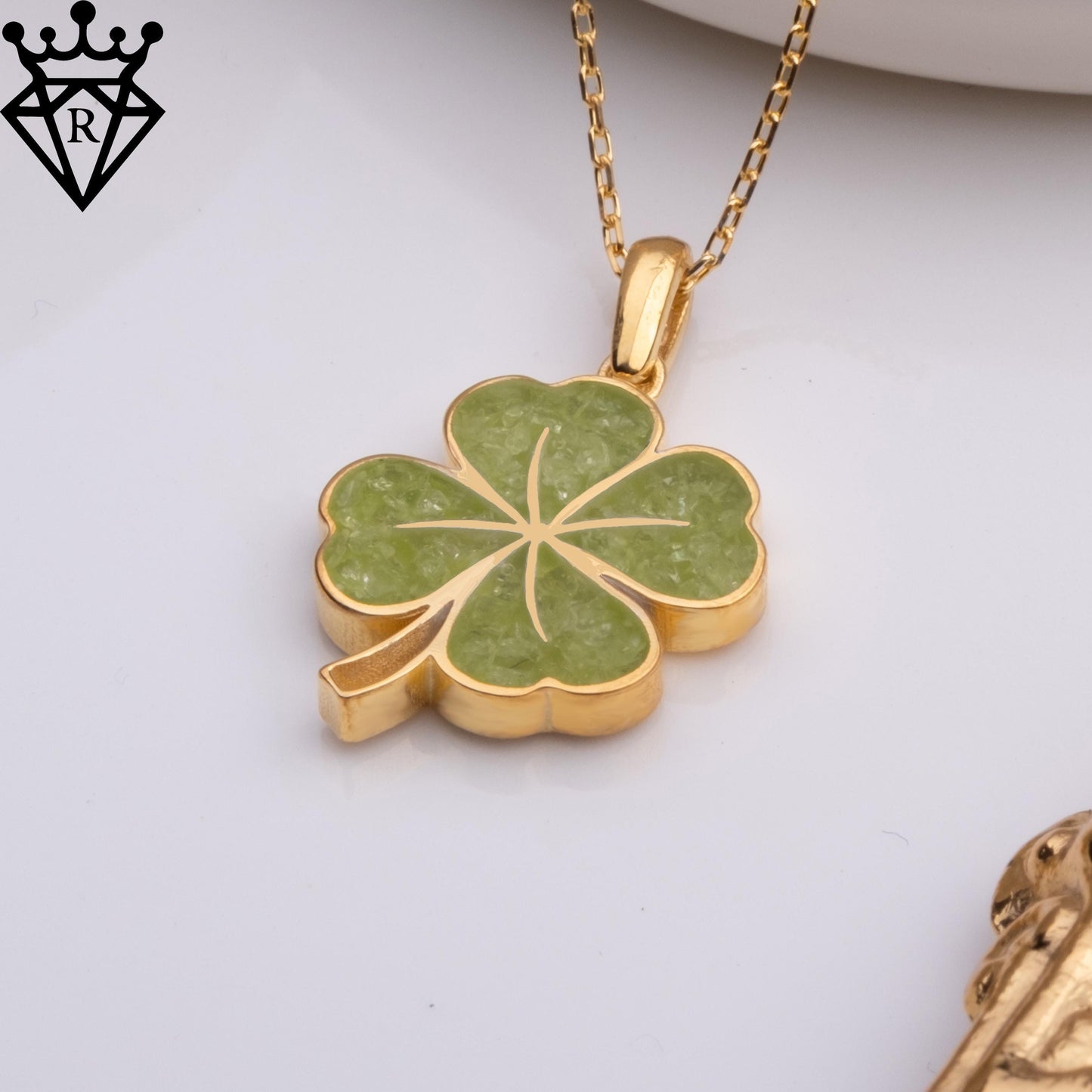 Peridot Clover Necklace, 925 Sterling Silver, 14K Gold Plated, Green Gemstone Pendant, Lucky Jewelry Gift for Mom, Girlfriend, Bridesmaid