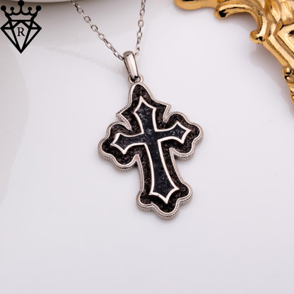 Onyx Cross Necklace,Natural Stone,14K Gold Men's Orthodox Pendant, Dainty Pearl Cross, Christian Jewelry, Baptism Godparent Wedding Gift