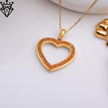 50 Million Year Old Amber Heart Necklace–Tiny Gold Heart Pendant,Gemstone Heart Charm Jewelry,Silver, Birthday & Anniversary Gift for Her