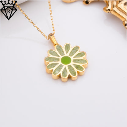 Peridot Daisy Necklace – 14K Gold Plated 925 Sterling Silver Flower Pendant – August Birthstone Jewelry – Natural Gemstone Gift for Her