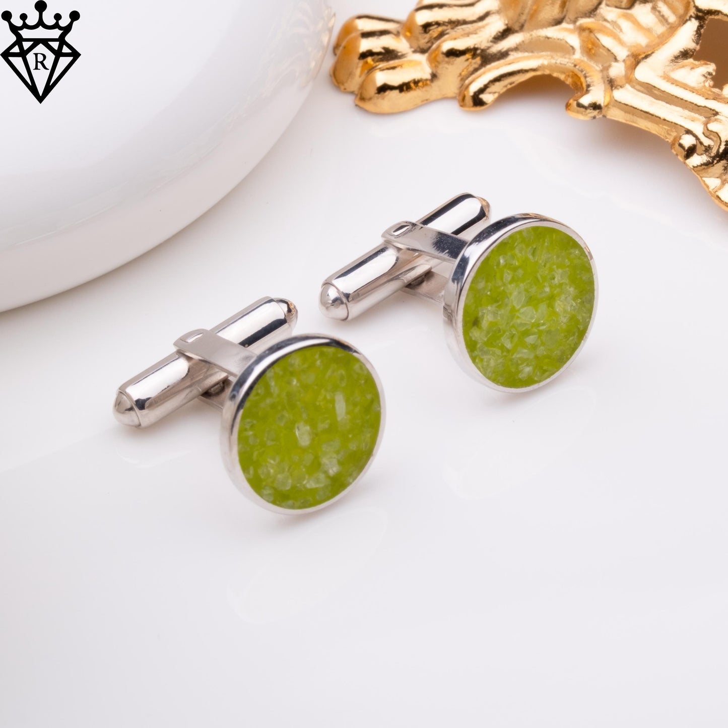 Peridot Stone Cuff Links, Silver Cufflinks for Men, Natural Peridot Jewelry, Green Cuff Links, Formal Cufflinks, Anniversary Gift