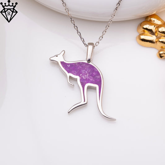 Amethyst Stone Kangaroo Necklace, 925 Sterling Silver Birthstone Pendant, Dainty Handmade Gemstone Jewelry Gift for Women