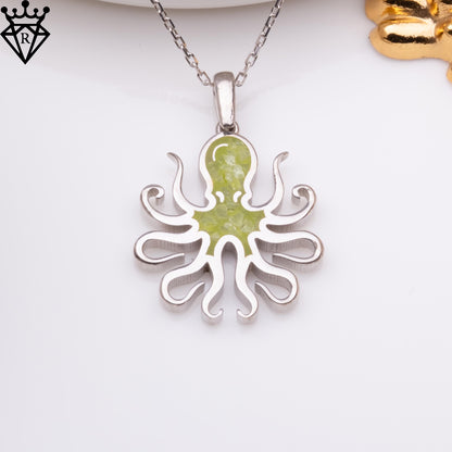 Peridot Stone Octopus Necklace