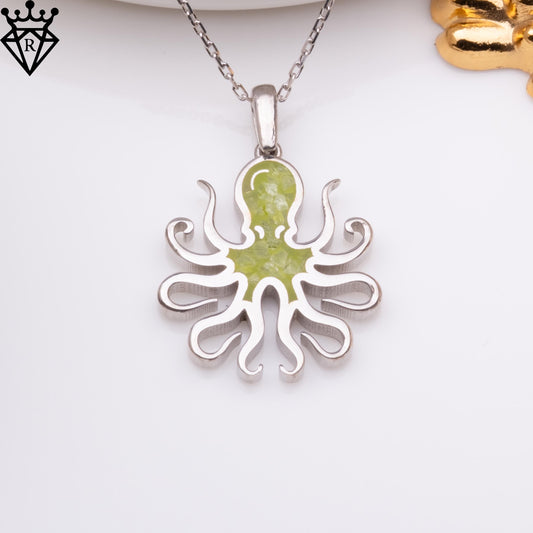 Peridot Stone Octopus Necklace