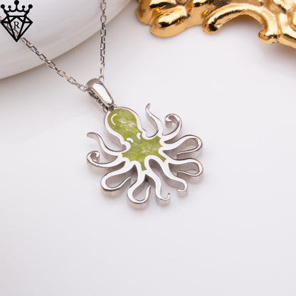 Peridot Stone Octopus Necklace