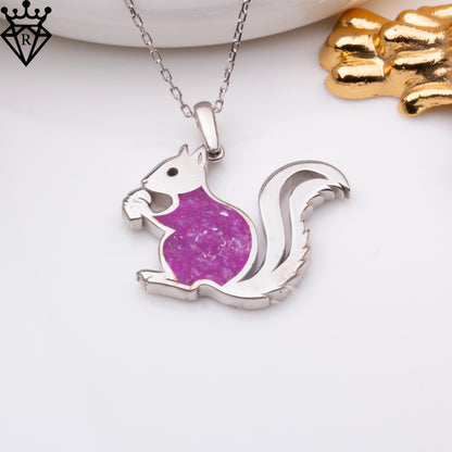 Sterling Silver Amethyst Squirrel Necklace: Handmade Gemstone Pendant