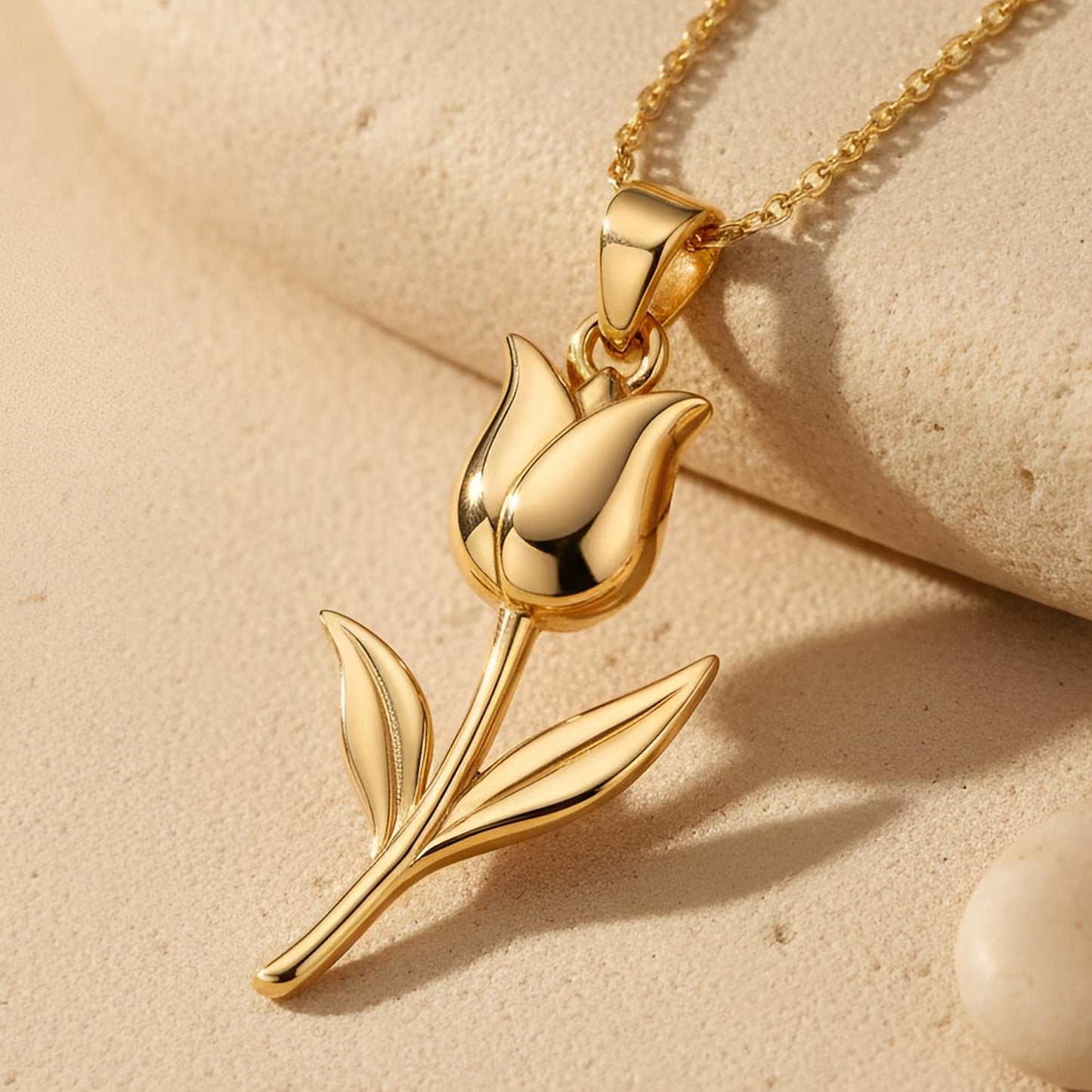 Tulip Flower Necklace | 925 Sterling Silver Pendant | Botanical Spring Design | Birthday and Mother Gift