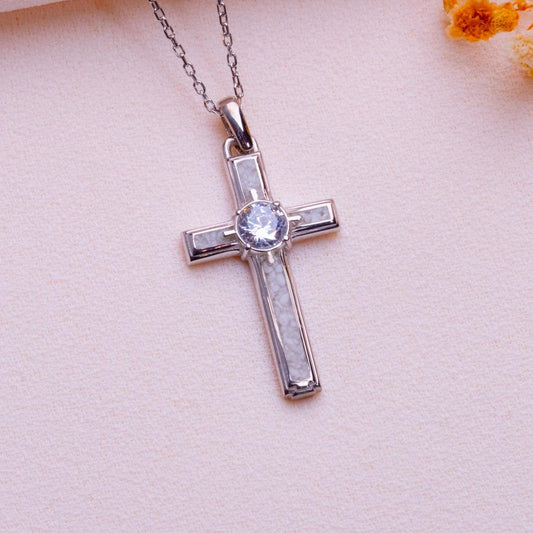 Moonstone Cross Necklace: Sterling Silver Christian Pendant, Birthstone Option