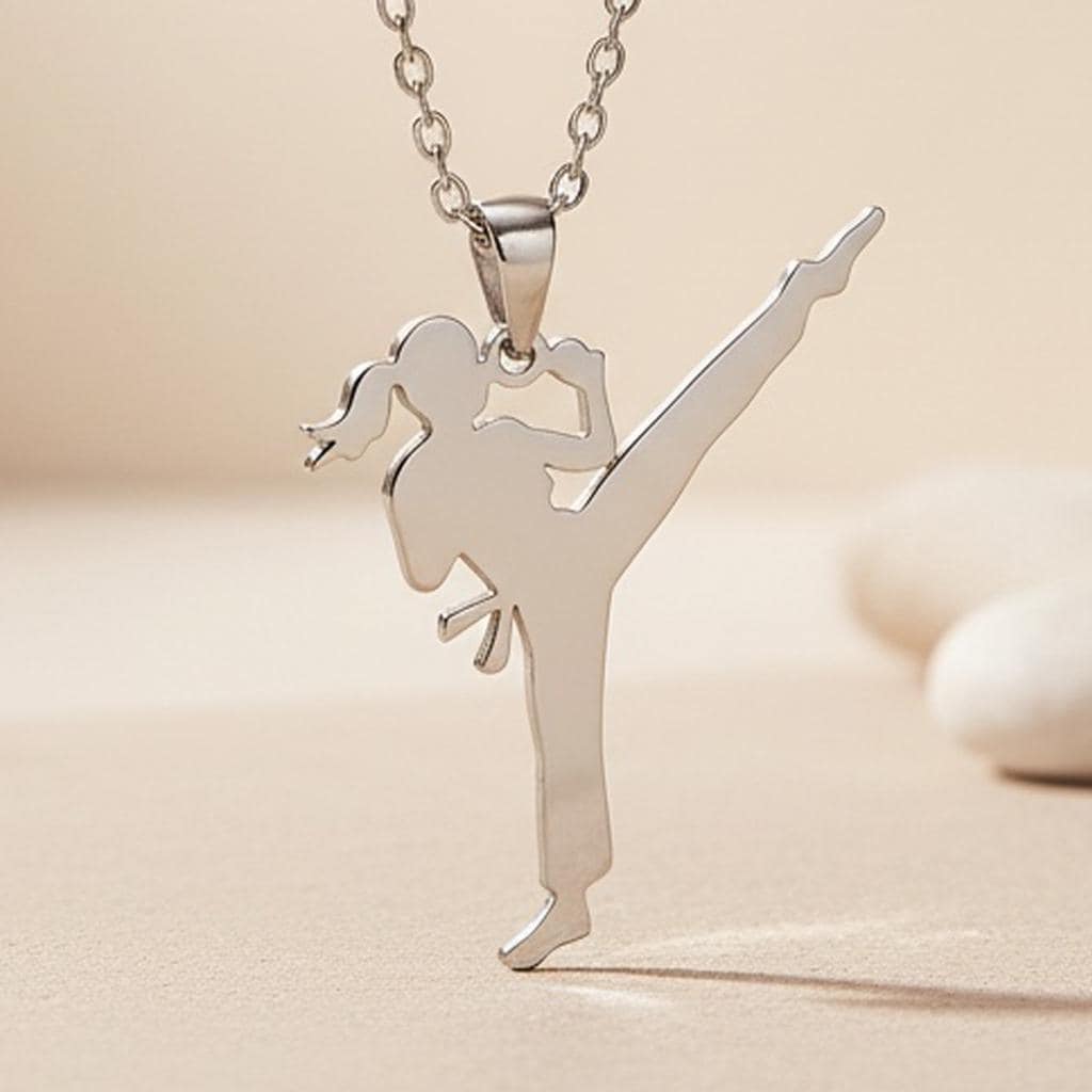 Karate Pendant Necklace | 925 Sterling Silver | Martial Arts Inspired Design | Motivational Athlete Gift