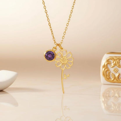 Cosmos Birth Flower Necklace | 925 Sterling Silver Jewelry | Botanical Birth Flower Style | October Birth Month Gift