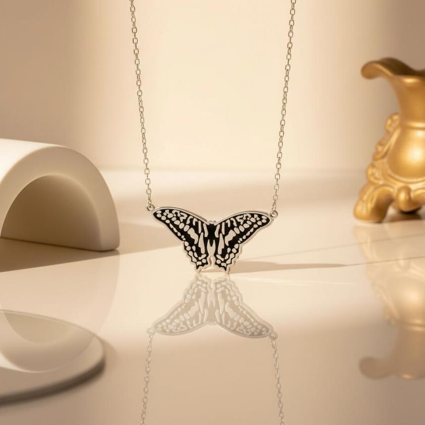 Butterfly Necklace | 925 Sterling Silver Women | Minimalist Nature Style | Transformation Gift