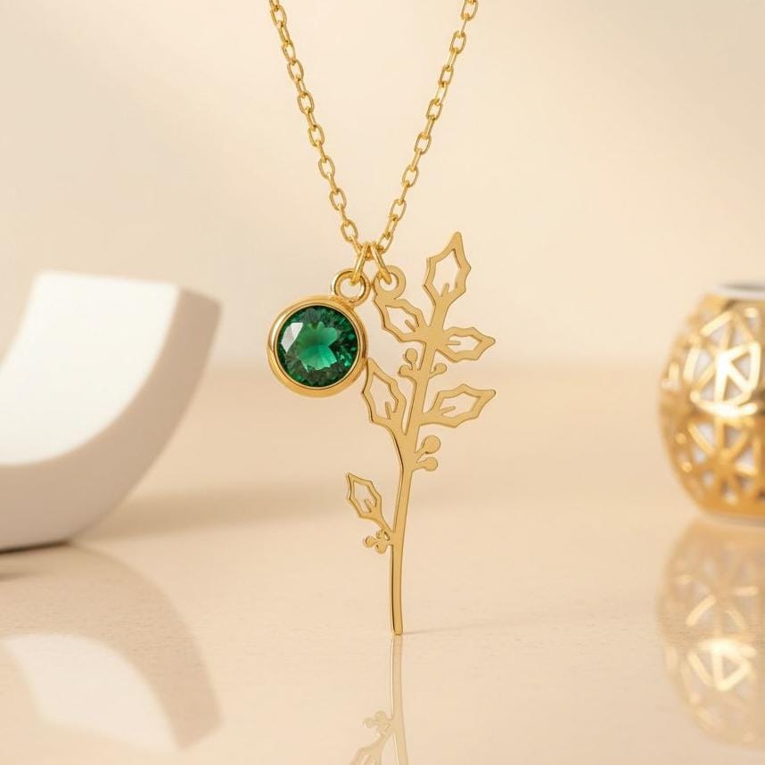 December Birth Flower Necklace | 925 Sterling Silver Women | Botanical Birthstone Style | December Birthday Gift