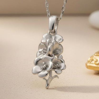 Larkspur Flower Necklace | 925 Sterling Silver Women | Botanical Birth Flower Style | July Birthday Gift