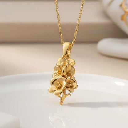 Larkspur Flower Necklace | 925 Sterling Silver Women | Botanical Birth Flower Style | July Birthday Gift