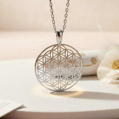 Flower of Life Necklace | 925 Sterling Silver Jewelry for Women | Sacred Geometry Spiritual Symbol | Meaningful Spiritual Gift