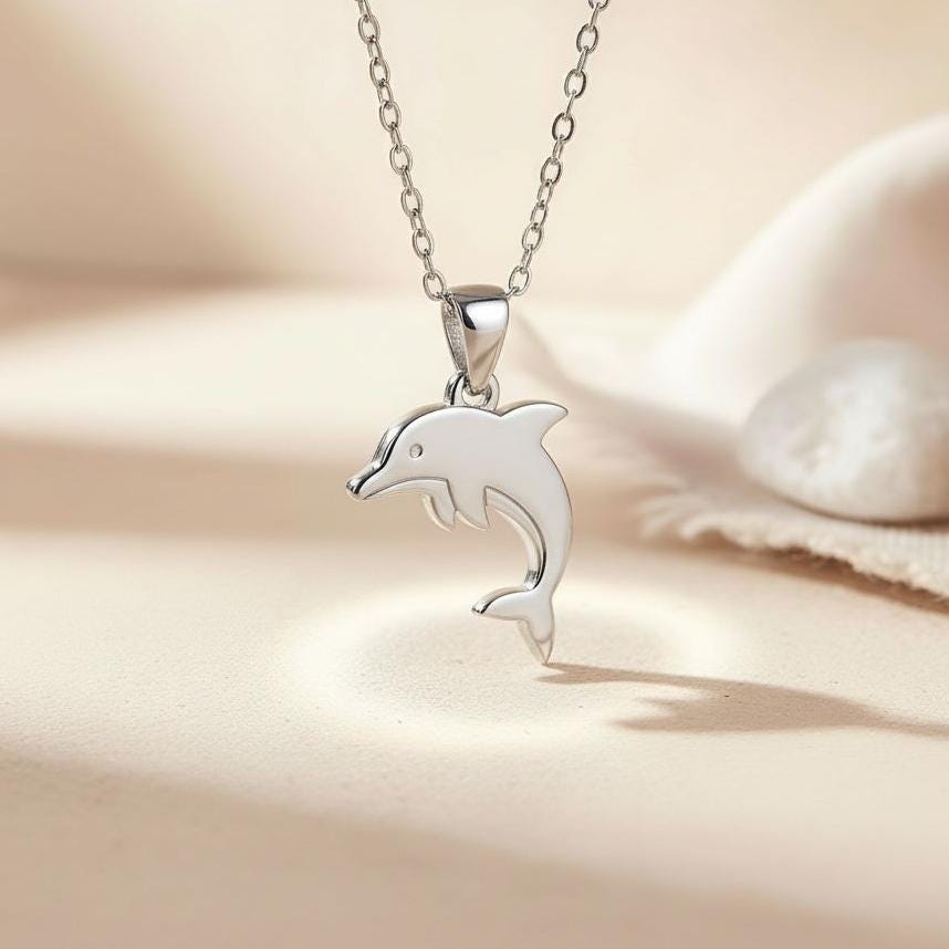 Dolphin Necklace | 925 Sterling Silver for Her | Ocean Minimal Style | Meaningful Sea Gift