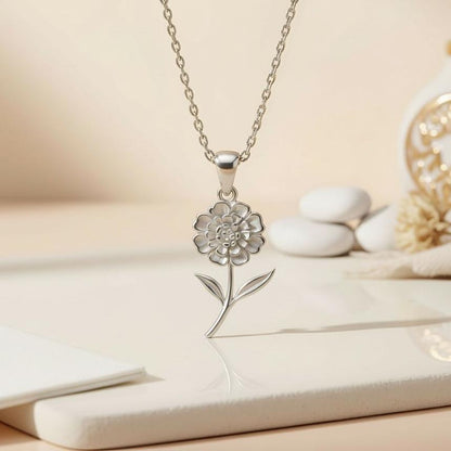Lantana Flower Necklace | 925 Sterling Silver for Her | Botanical Floral Style | Birthday and Friendship Gift