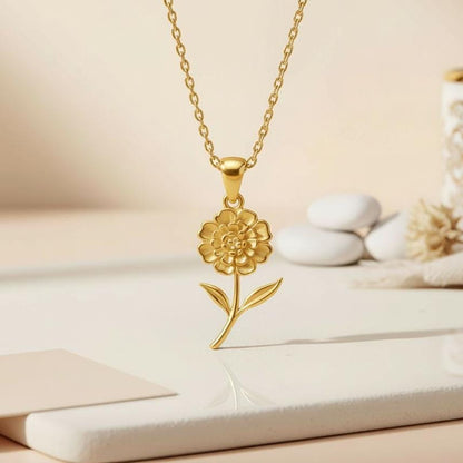 Lantana Flower Necklace | 925 Sterling Silver for Her | Botanical Floral Style | Birthday and Friendship Gift