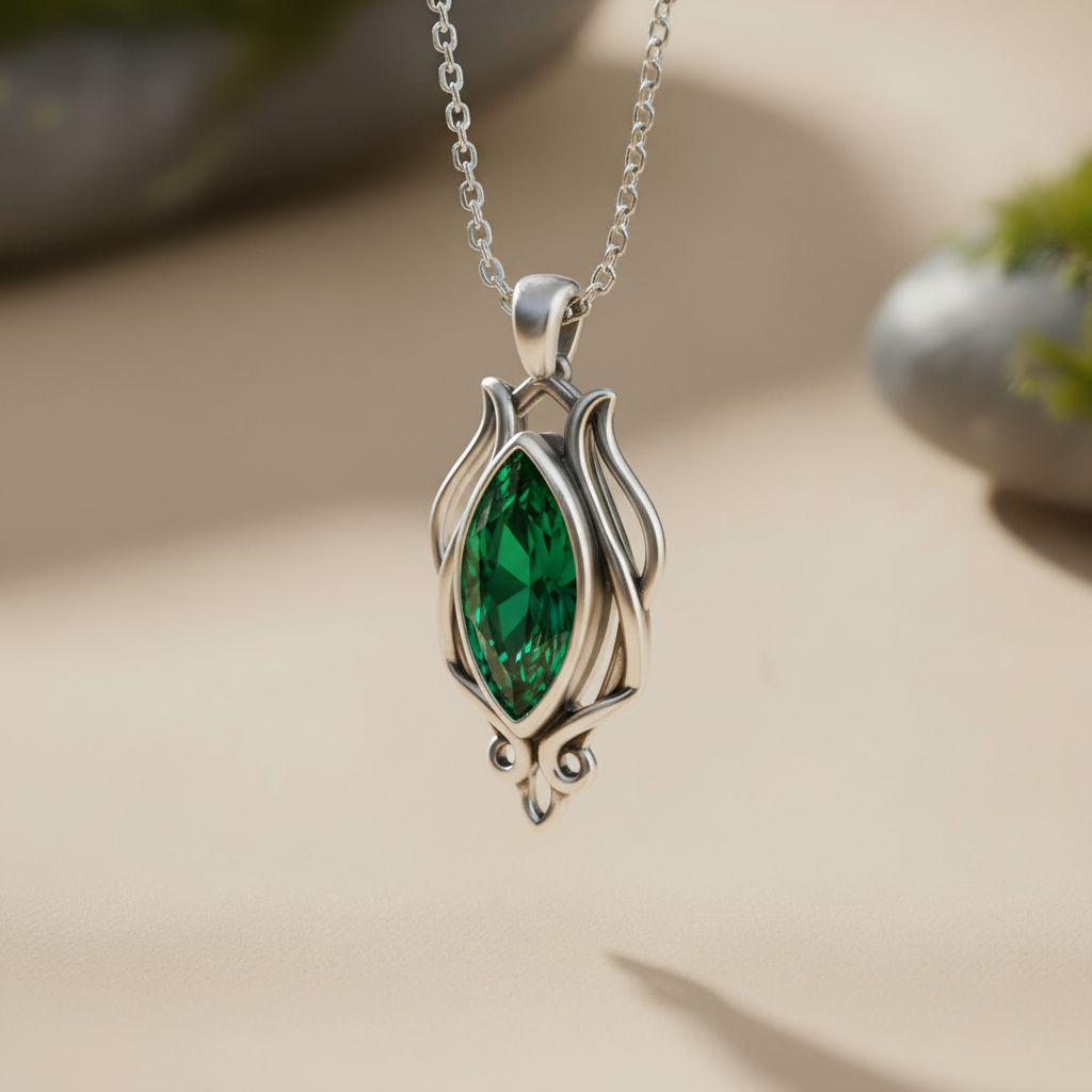 Elven Forest Birthstone Necklace | 925 Sterling Silver | Fantasy Nature Style | Meaningful Gift