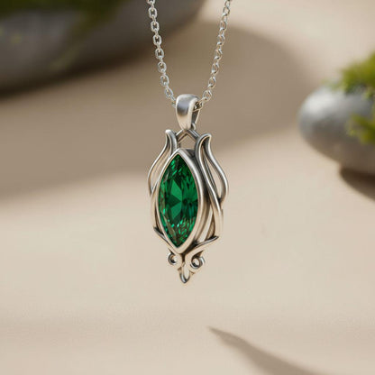 Elven Forest Birthstone Necklace | 925 Sterling Silver | Fantasy Nature Style | Meaningful Gift