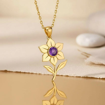 Daffodil Flower Necklace | 925 Sterling Silver | March Birth Flower Spring | Birthday and Spring Gift