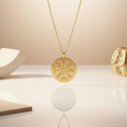 Vegvisir Compass Necklace | 925 Sterling Silver Unisex | Norse Mythology Style | Symbolic Gift for Protection