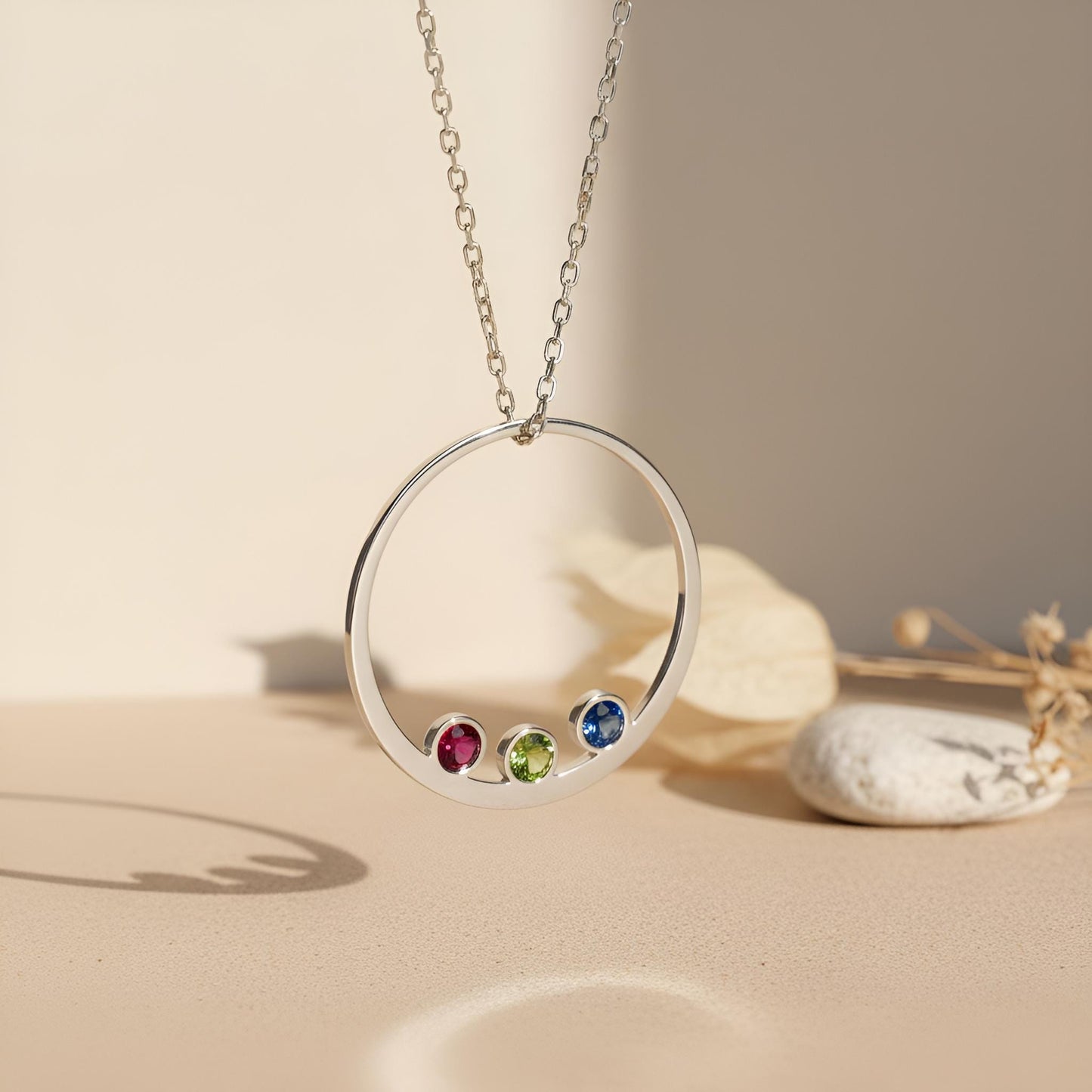 Family Birthstone Necklace | 925 Sterling Silver for Mothers | Elegant Symbolic Jewelry | Personalized Family Gift