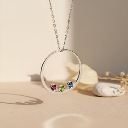 Family Birthstone Necklace | 925 Sterling Silver for Mothers | Elegant Symbolic Jewelry | Personalized Family Gift