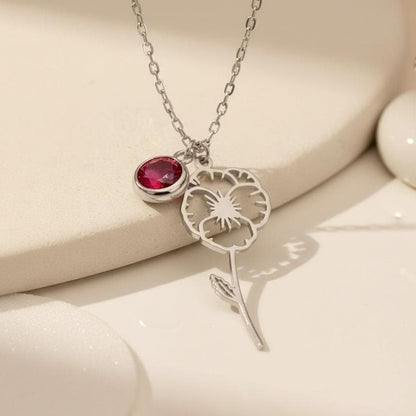 February Violet Birth Flower Necklace | 925 Sterling Silver for Women | Botanical Floral Birthstone Style | Birthday Gift for Her