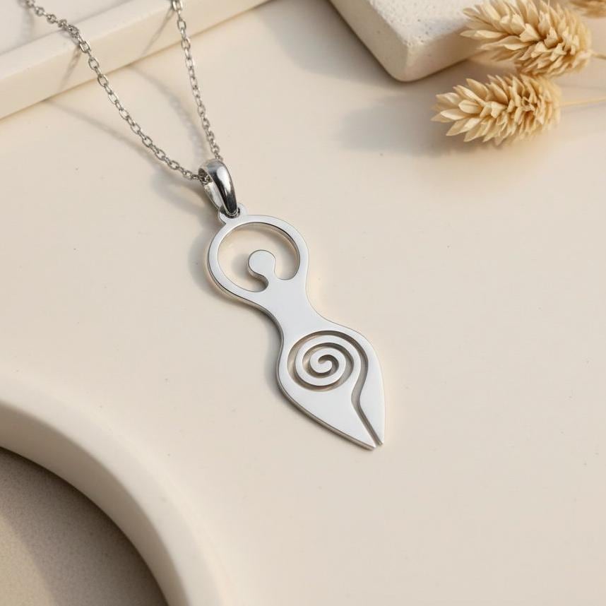 Spiral Goddess Necklace | 925 Sterling Silver for Women | Hecate Spiral Pagan Gothic Style | Spiritual Symbolic Gift