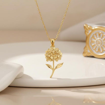 Hydrangea Flower Pendant Necklace | 925 Sterling Silver Jewelry | Botanical Floral Design | Nature Inspired Gift