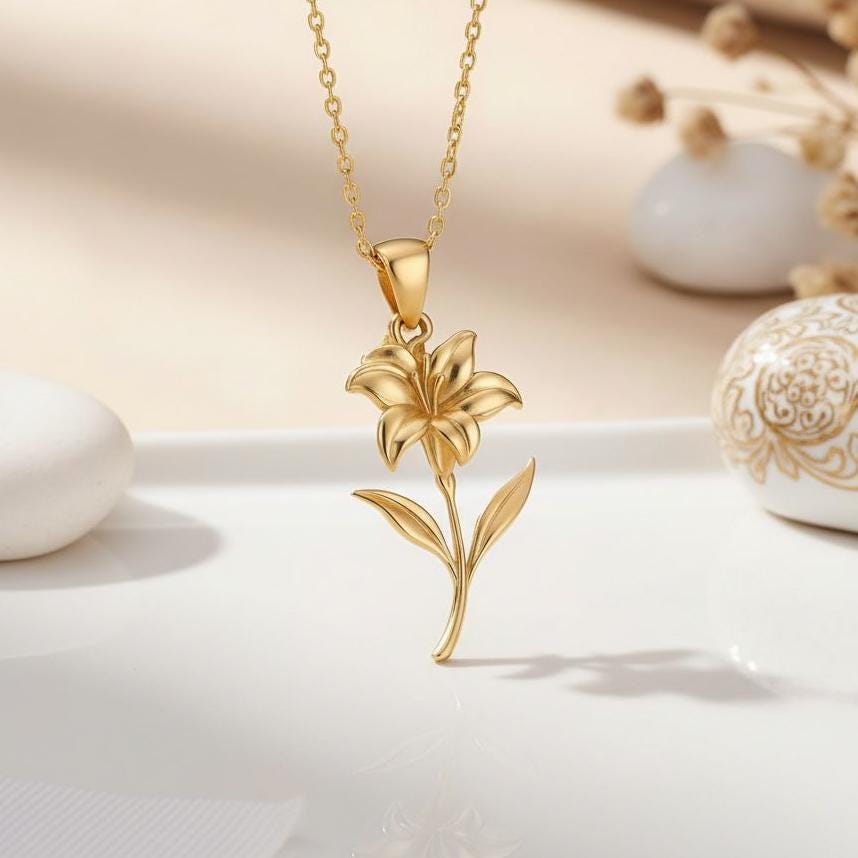 Canna Flower Pendant Necklace | 925 Sterling Silver | Botanical Floral Jewelry | Confidence and Passion Gift