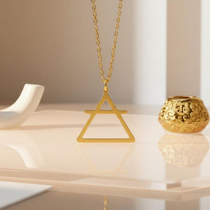 Air Element Necklace | 925 Sterling Silver | Alchemy Symbol Jewelry | Spiritual Balance Gift