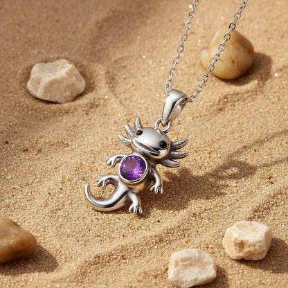 Axolotl Necklace | 925 Sterling Silver | Whimsical Animal Jewelry | Mother Daughter Gift
