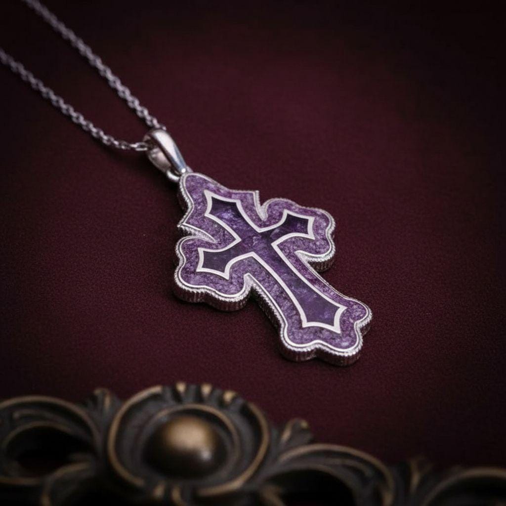 Amethyst Cross Pendant Necklace | 925 Sterling Silver | Spiritual Christian Gemstone Design | Meaningful Faith Gift