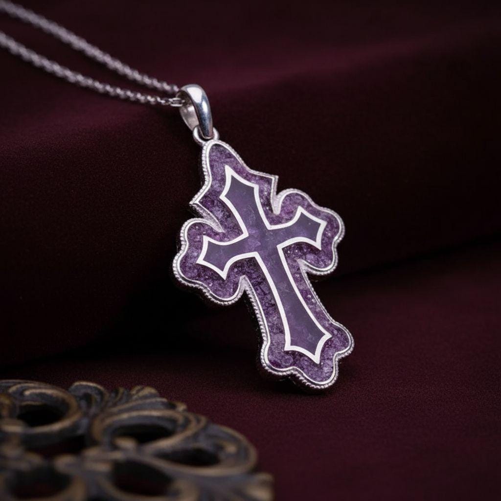 Amethyst Cross Pendant Necklace | 925 Sterling Silver | Spiritual Christian Gemstone Design | Meaningful Faith Gift